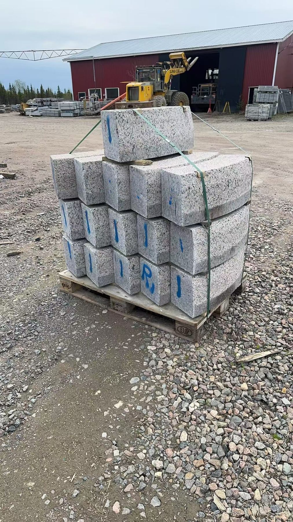Curved kerbs packed for delivery