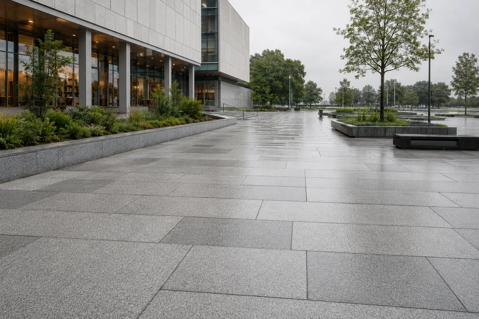NOS:n graniittilaattoja kaupunki&shy;ympäristössä